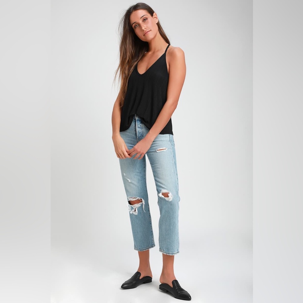 Intimately Free People Slinky Slink Black Racerback Tank Top in Black Size XS.
